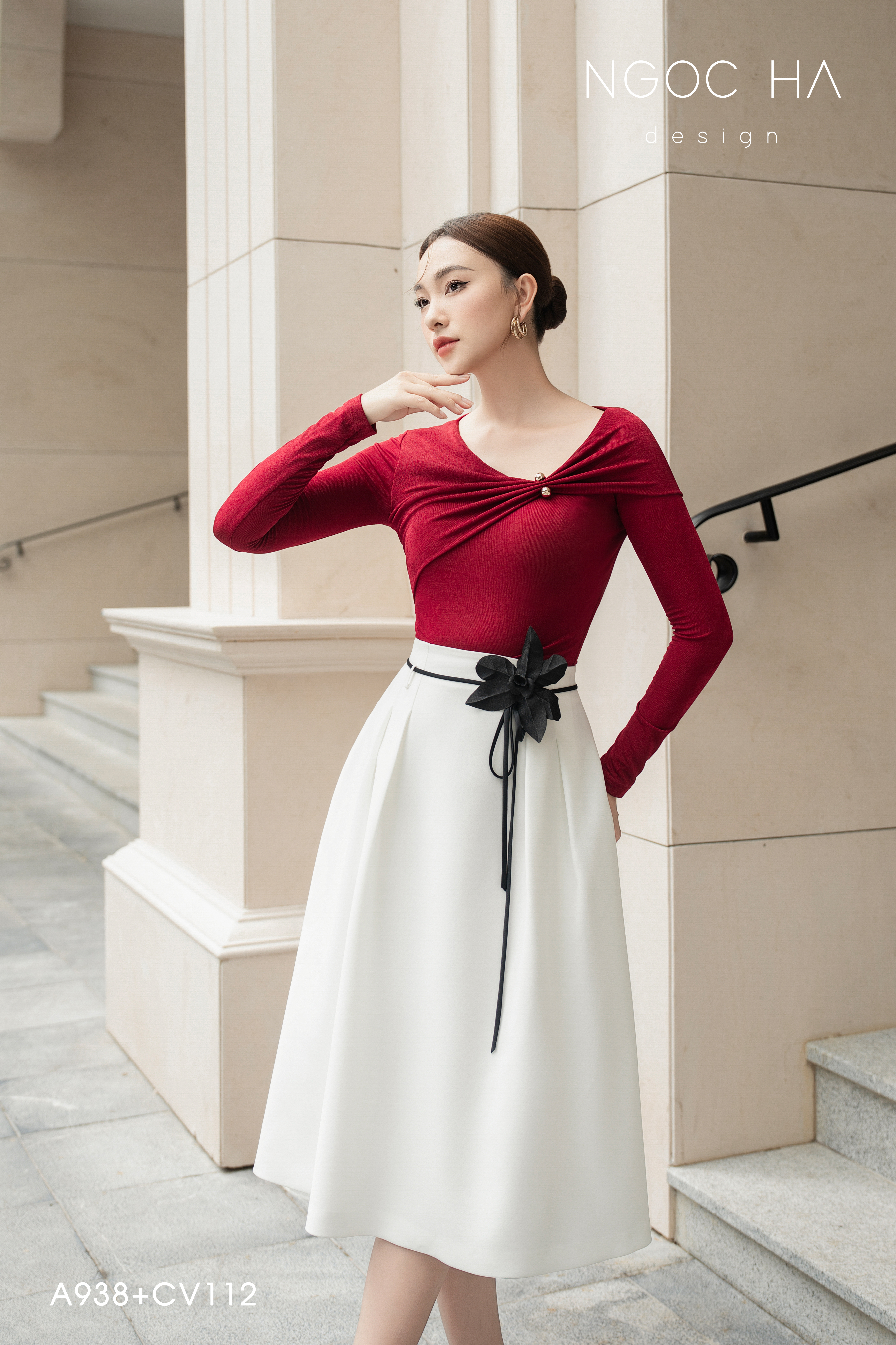 Belle Top_ Áo Thun Nhún Lệch Cổ Dài Tay A938_thumbnail_2