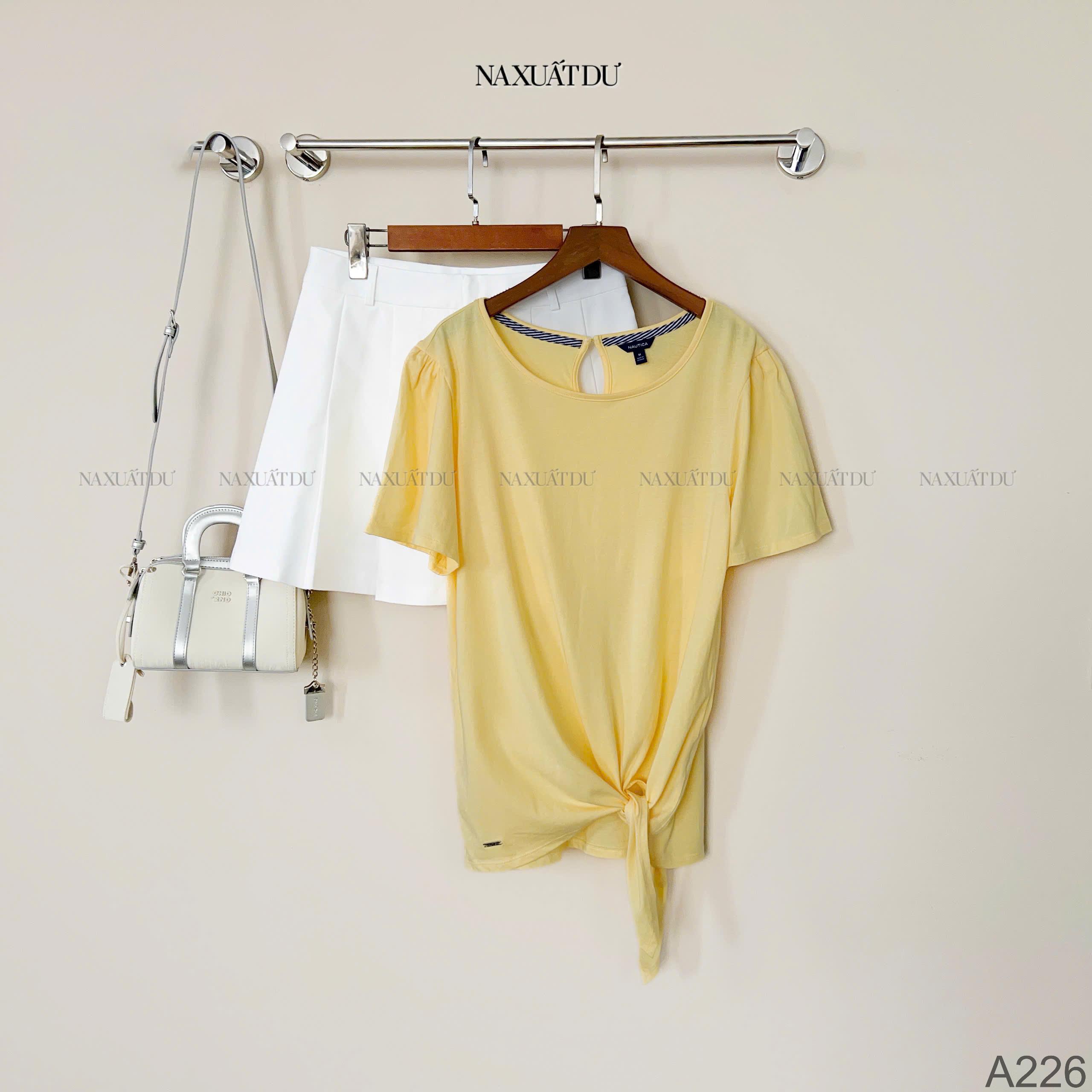 Áo thun cột dây màu vàng nữ 