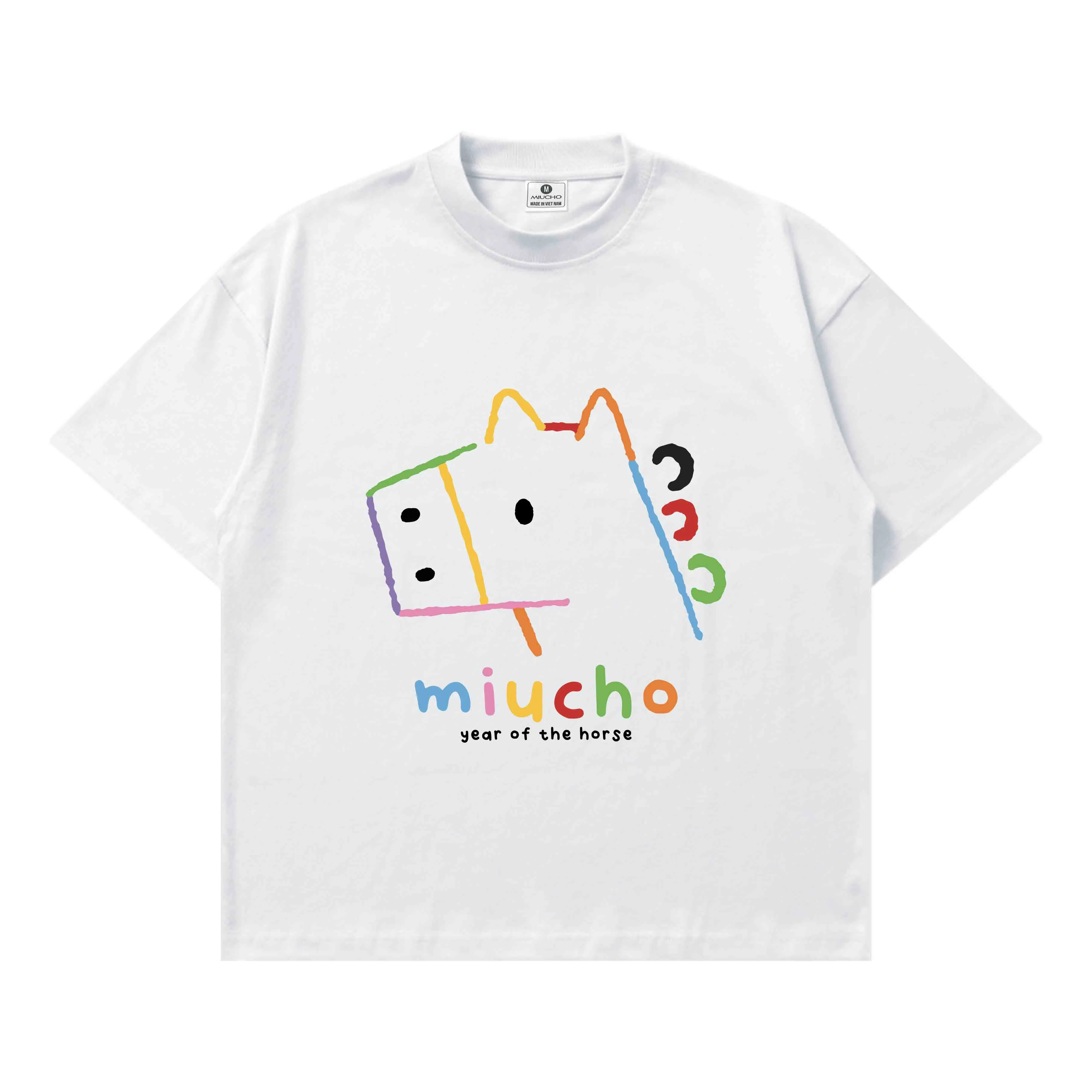 Áo thun nam nữ form boxy Miucho vải dày dặn thoáng mát hình ngựa hoạt hình in mix 2899_thumbnail_0