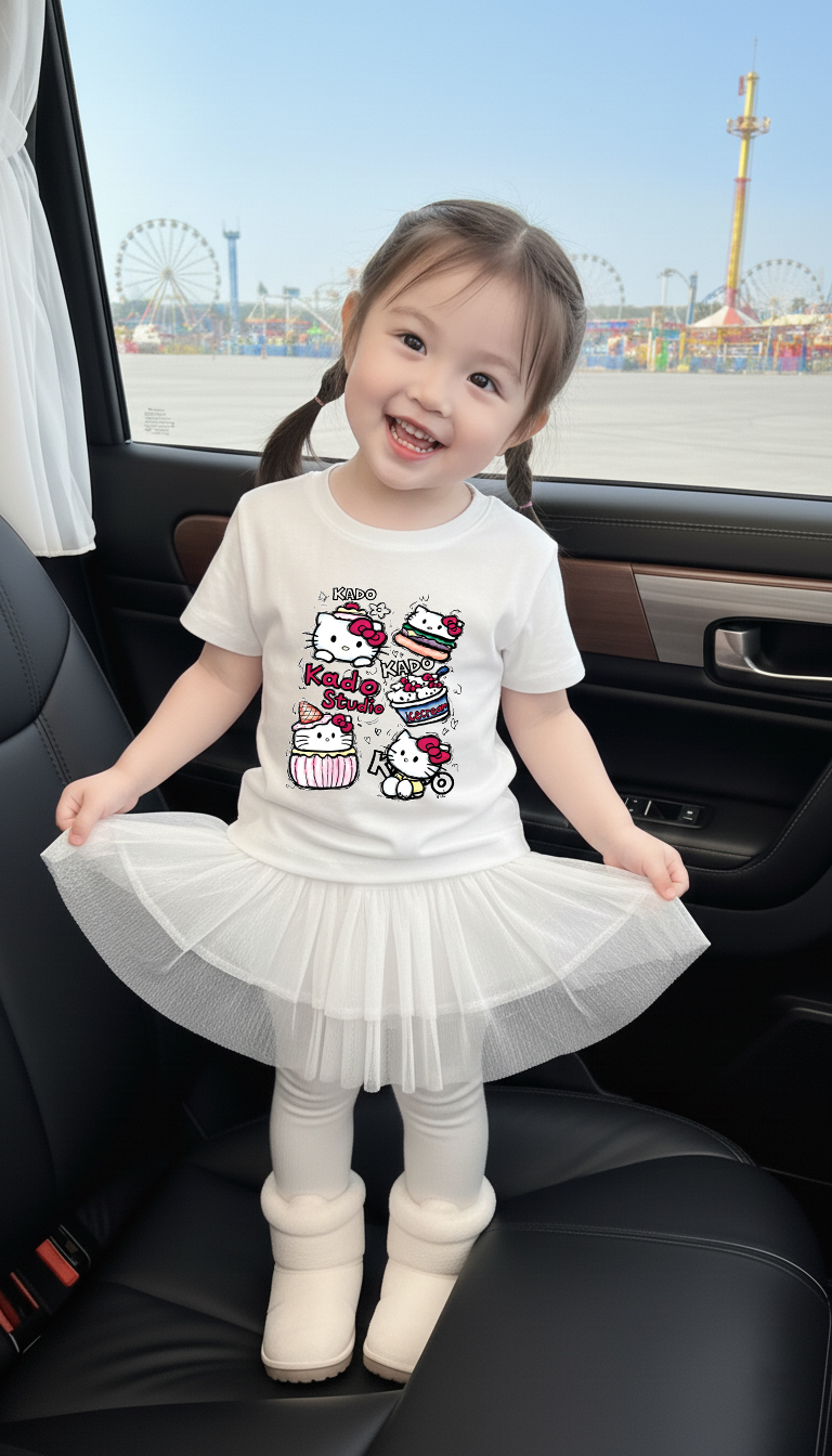 Áo thun cho bé gái Kado vải cotton thoáng mát dày dặn Hello Kitty cổ tròn in mix 2867_thumbnail_4