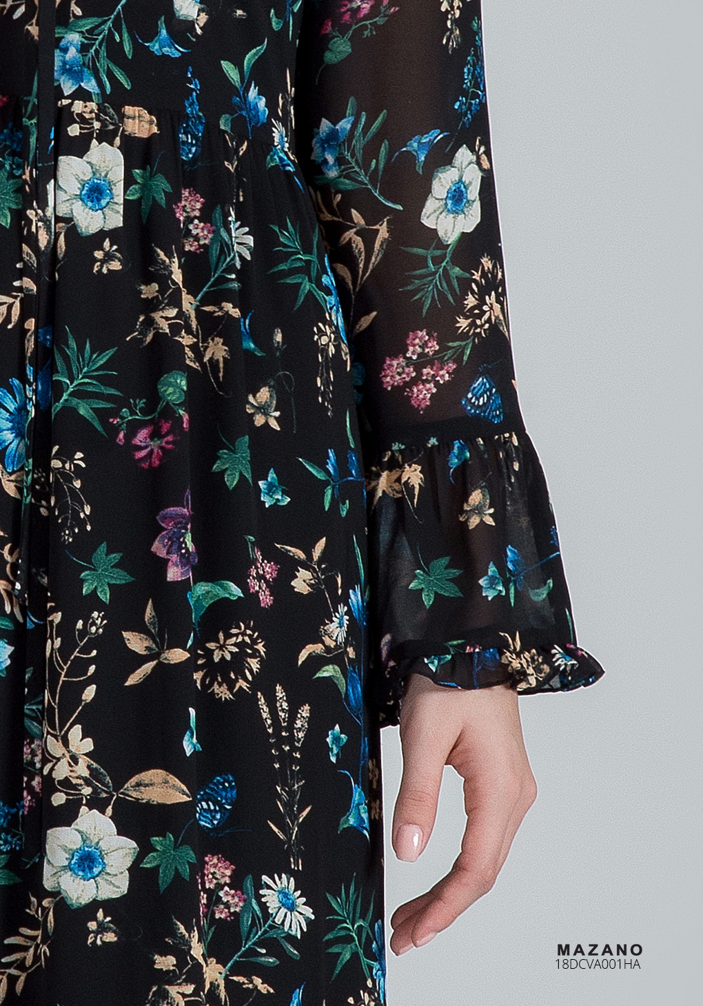 Váy họa tiết tay dài thắt nơ_thumbnail_4