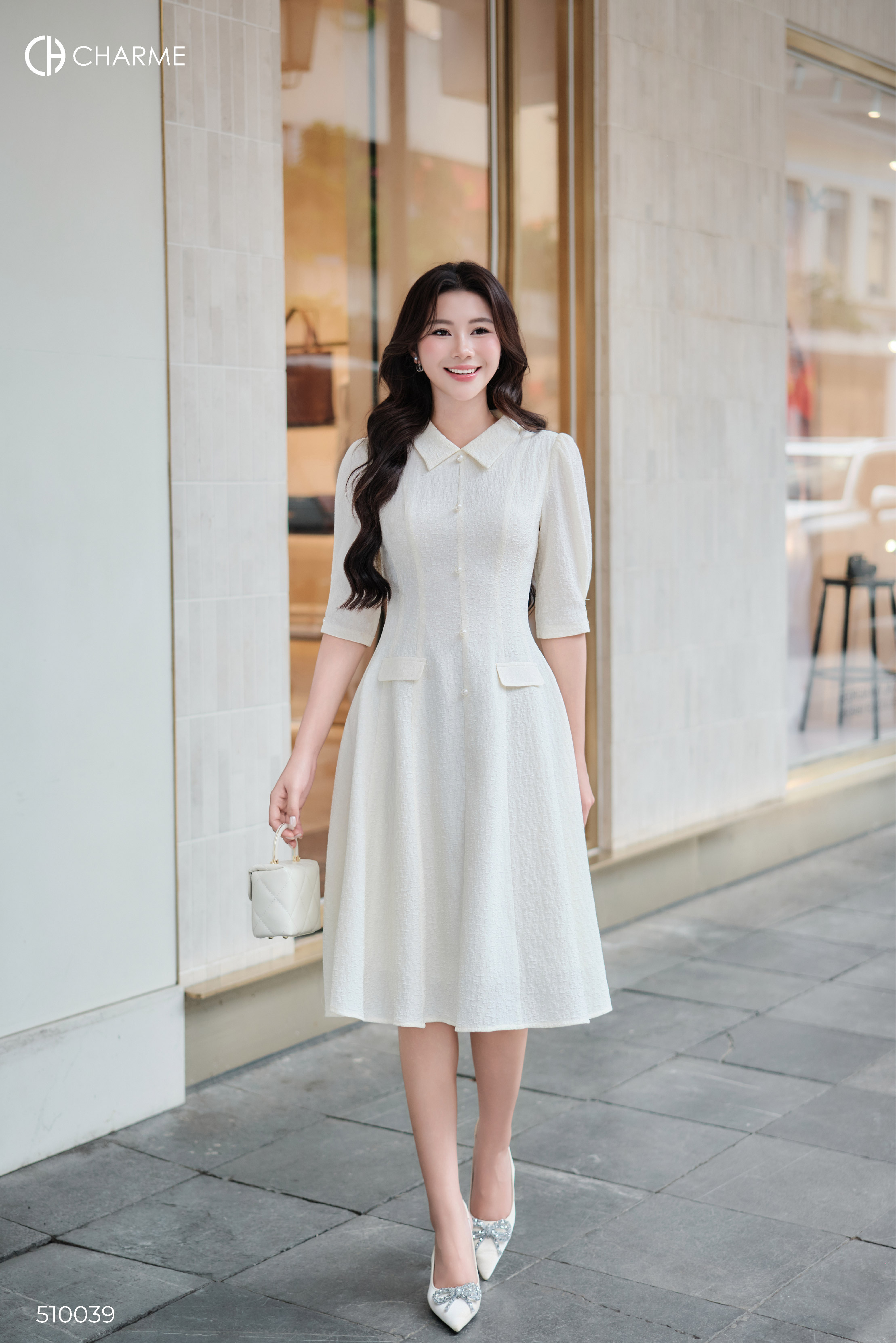 Váy tay lỡ phối 2 nắp túi trước