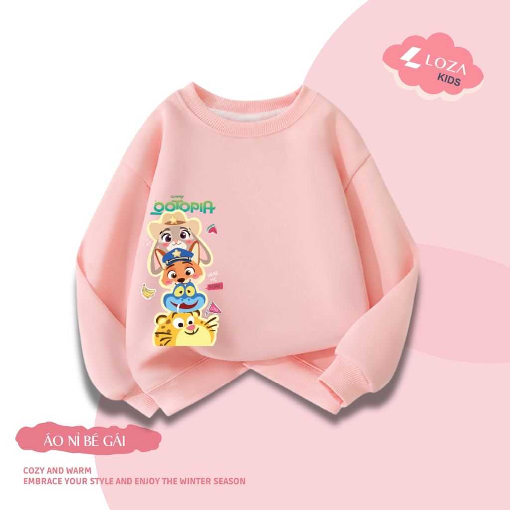 Áo nỉ bé gái in hình hoạt hình ZOOTOPIA  - Loza Kids IN028_thumbnail_4