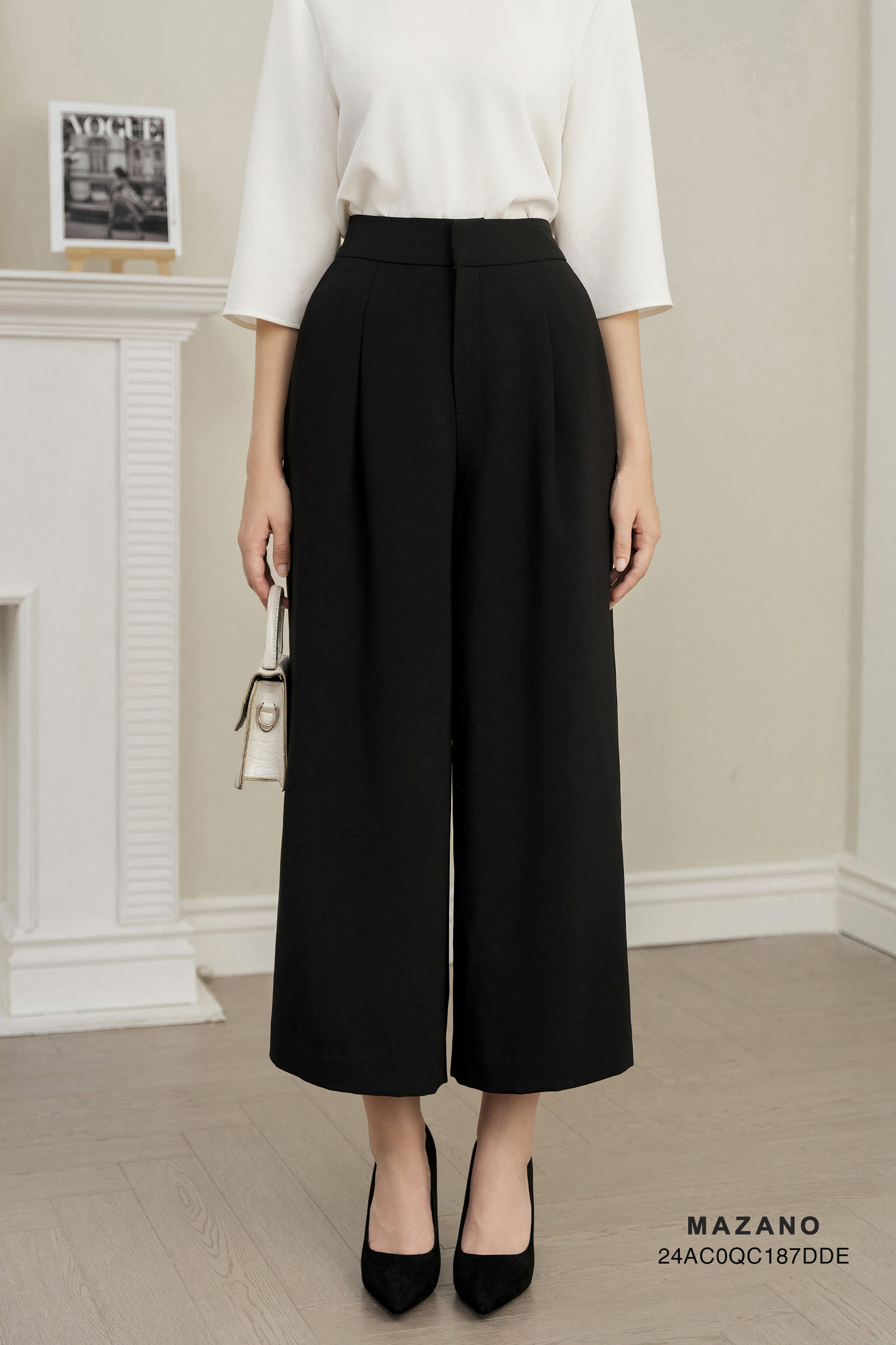 Quần Suông cạp tiêu chuẩn vải Tuytxi dày màu đen_thumbnail_5