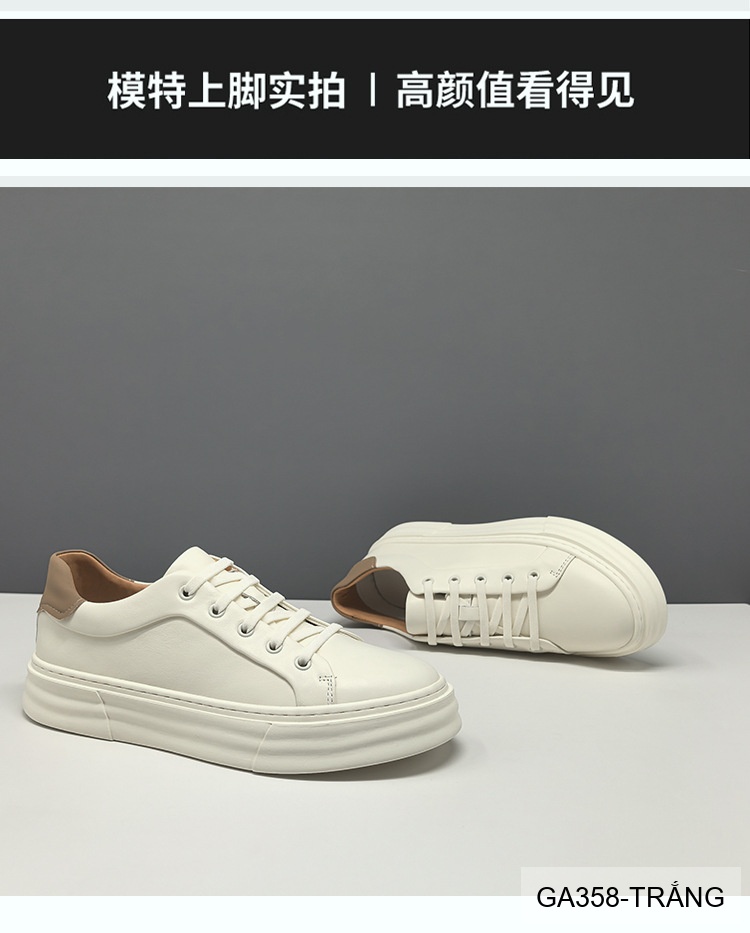 GA358 - Giày Sneaker Nam Đế Dày Phong Cách Hàn Quốc Da Bò Thoáng Khí_thumbnail_4