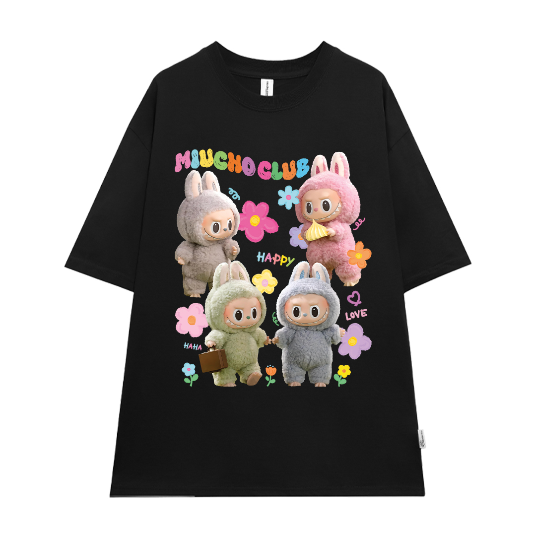 Áo thun labubu dễ thương form rộng nhiều màu ATD1452 Miucho vải cotton cổ tròn in mix_thumbnail_9