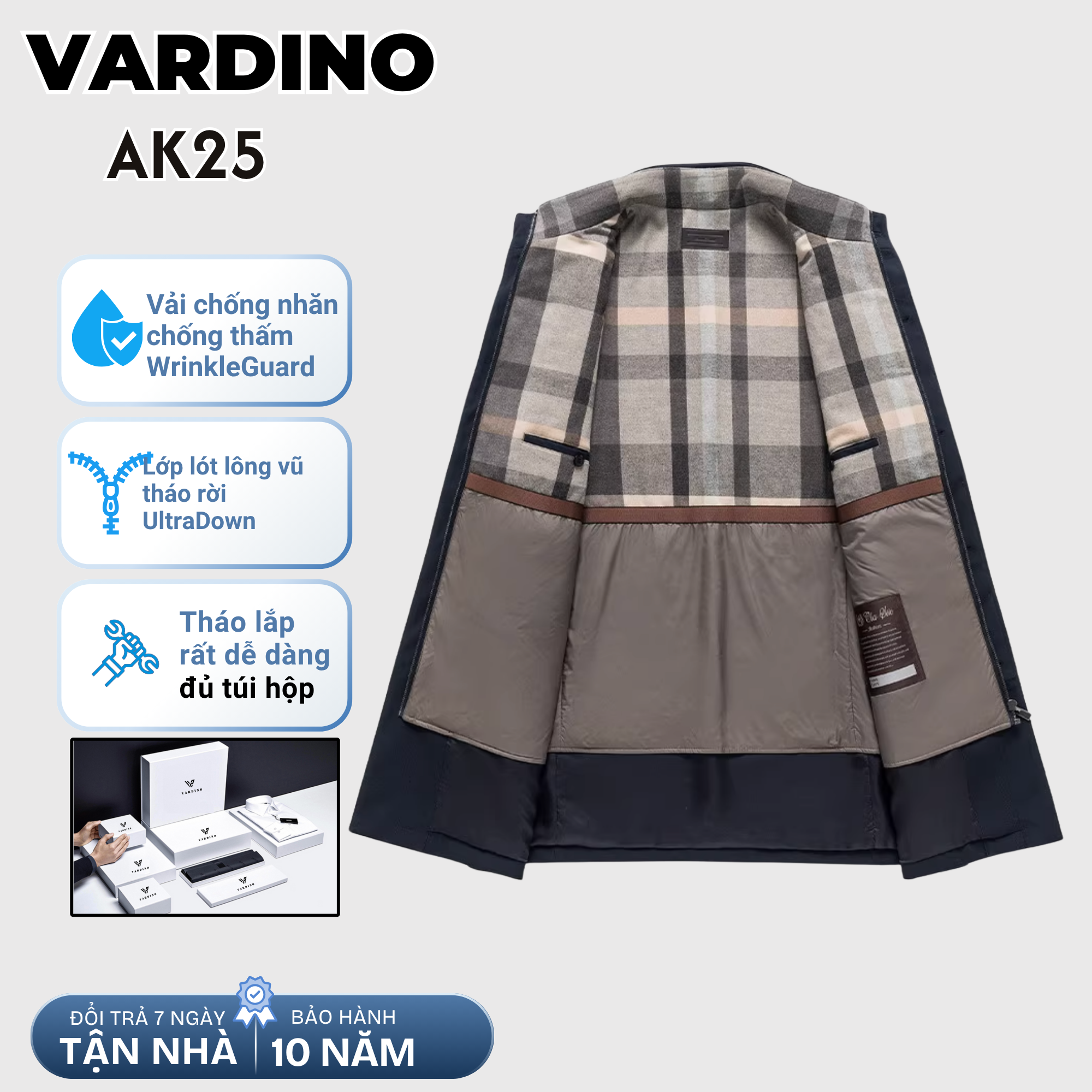 Áo khoác mangto nam công sở Vardino AK25 lót lông vũ tháo rời_thumbnail_7