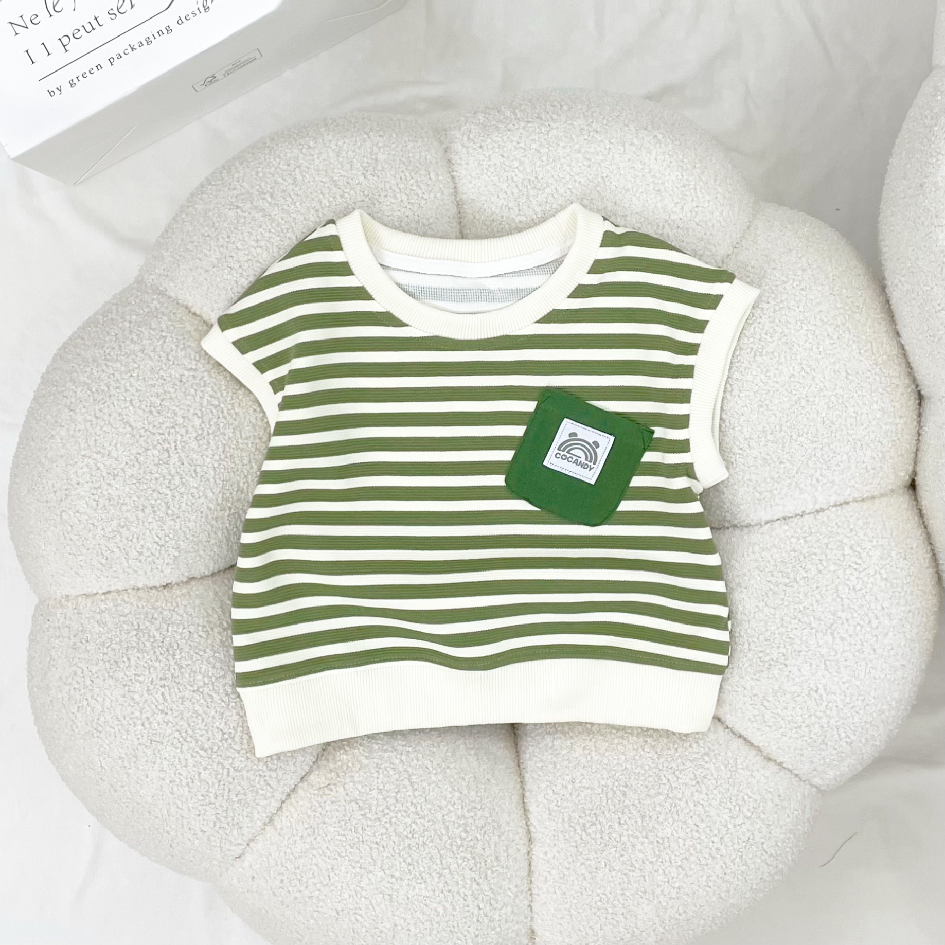 Áo ghile kẻ XANH BE túi ngực XANH_thumbnail_0