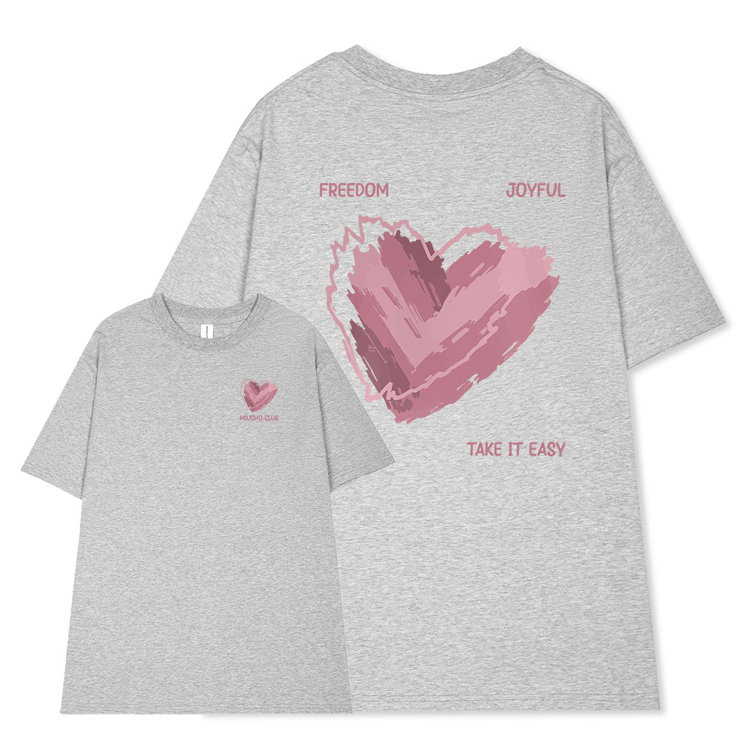 Áo thun nữ form rộng ATD384 Miucho cotton cổ tròn in typography