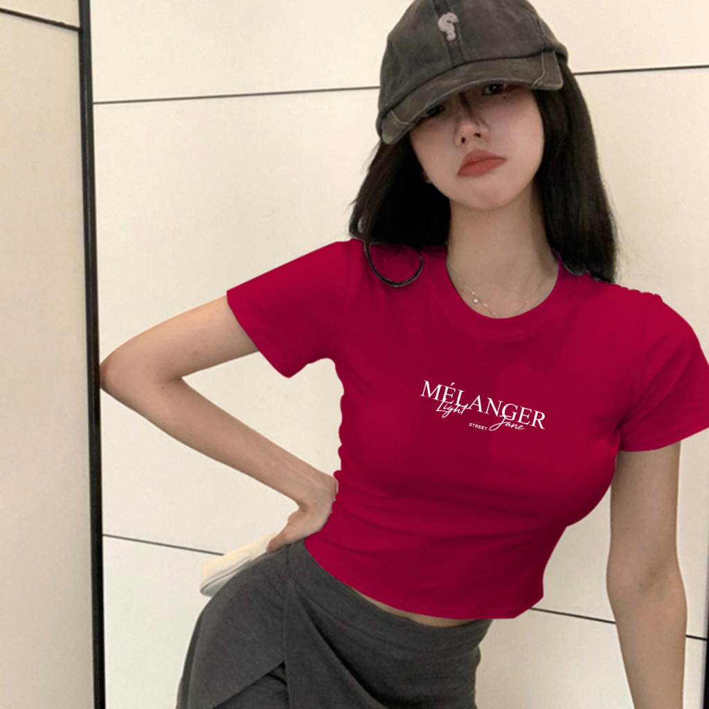 [Form Ôm] Áo croptop nữ in chữ MÉLENGER - Áo croptop ôm LOZA CR7282_thumbnail_4