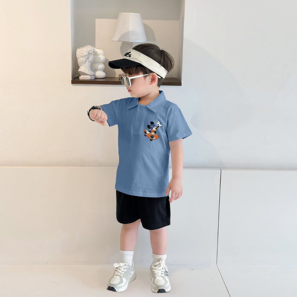 Áo polo bé trai nhiều màu hình Mickey chất thun cotton 4 chiều - Áo phông trẻ em cổ bẻ LOZA G0424_thumbnail_8