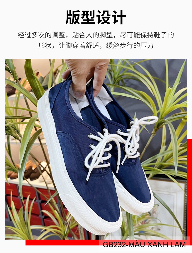 GB232 - Giày sneaker vải nam nữ đế bệt phong cách thường ngày, màu trơn chống thấm_thumbnail_8