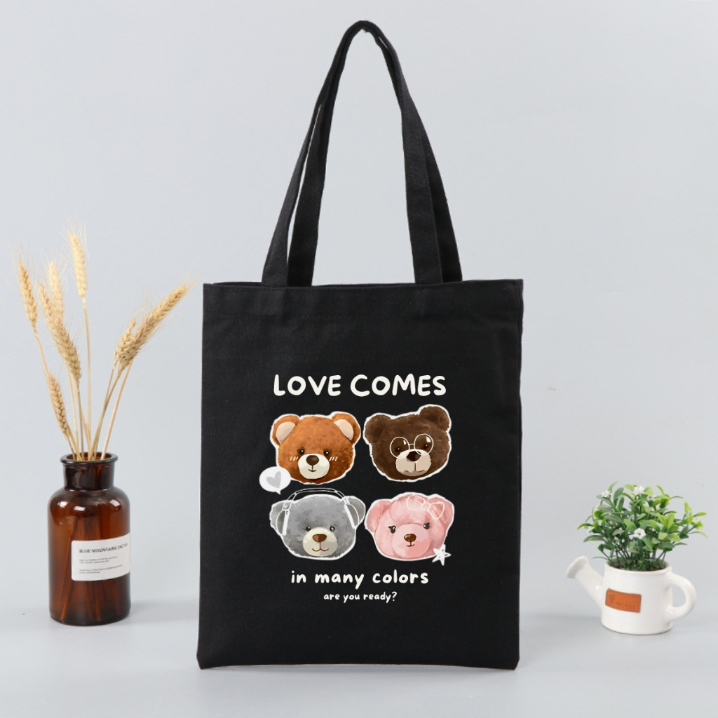 Túi tote vải canvas hình Gấu, Capybara có khoá kéo và ngăn phụ, đi học đi chơi - 𝐖𝐞 𝐓𝐞𝐞 TOTE02_thumbnail_2