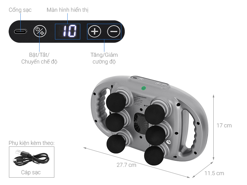 Máy Massage 6 Đầu Rung Kachi MK390 Chạy Pin - Giải Pháp Thư Giãn Tối Ưu Cho Cơ Thể_thumbnail_9