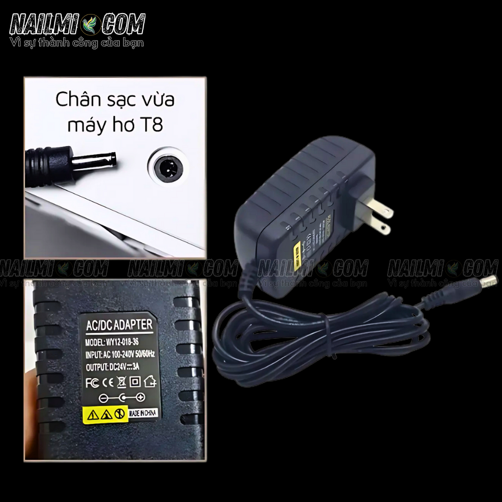 Dây củ sạc - máy hơ T8 - xịn - 24V 48W (Cái)