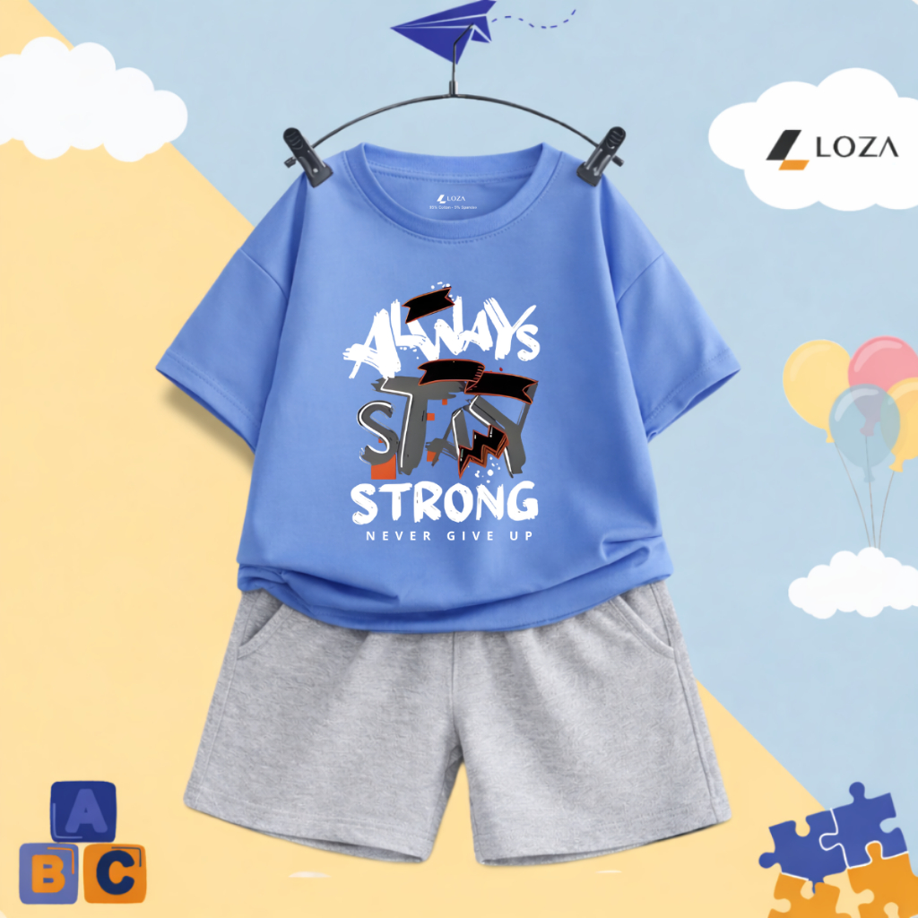 Set đồ bé trai hình ALWAYS STAY STRONG- Loza Kids SB600_thumbnail_7