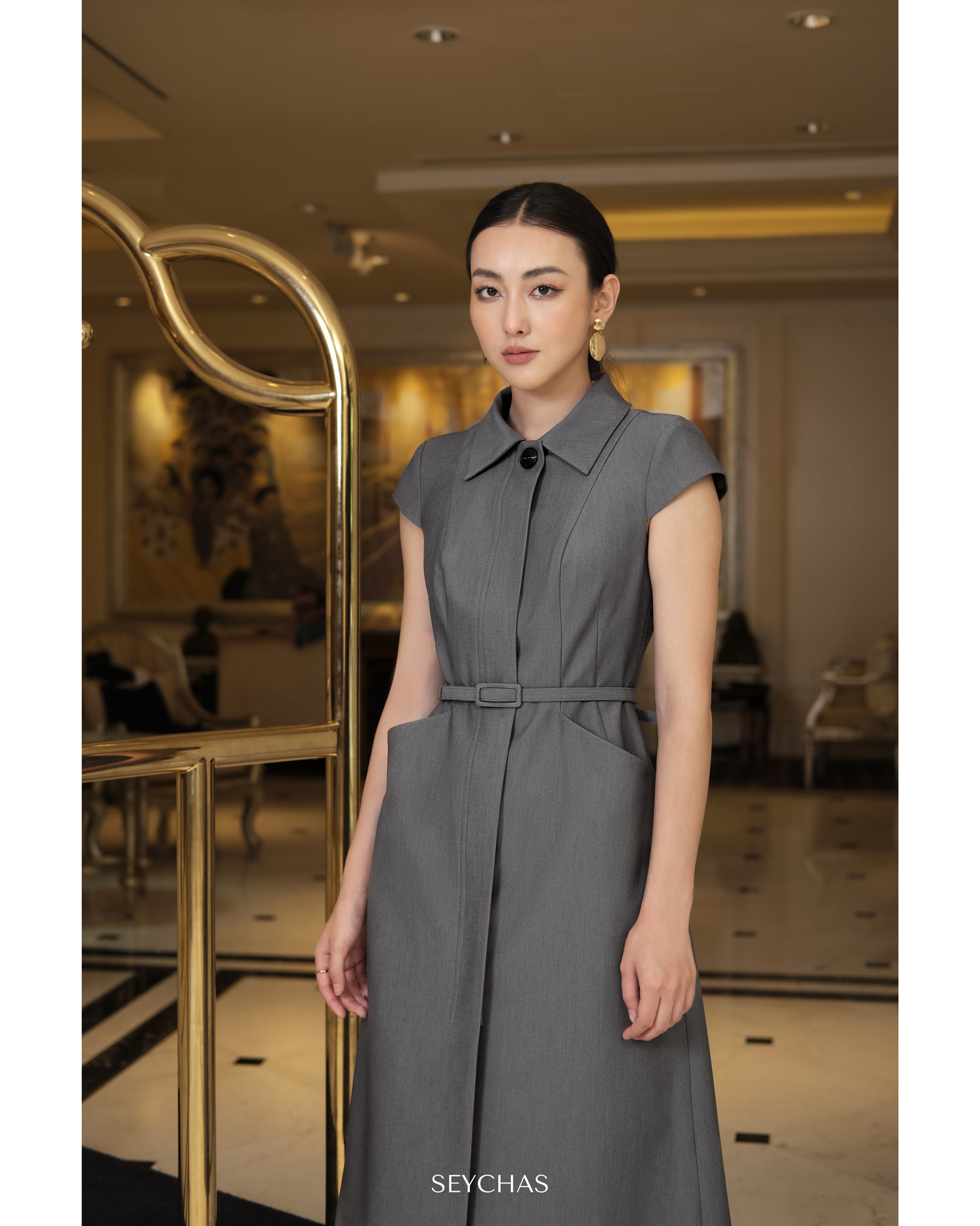 Đầm cổ đức phồng hông nẹp cúc_thumbnail_1
