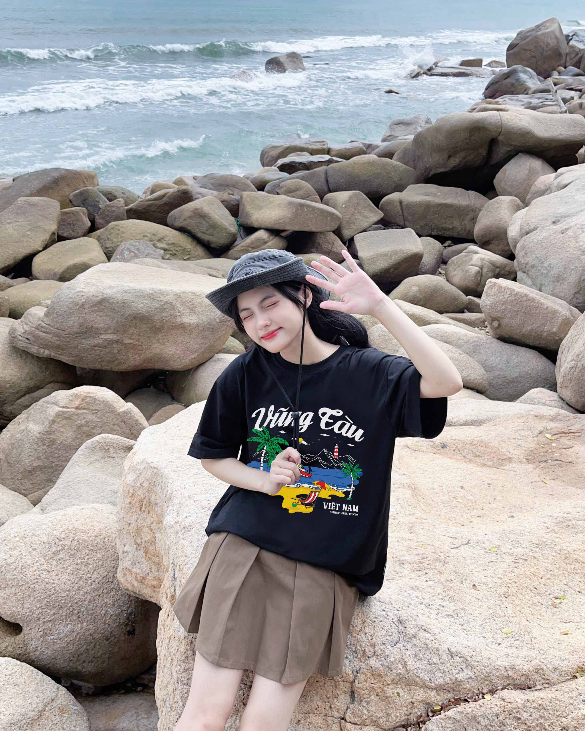 Áo thun du lịch Vũng Tàu ATD1259 Miucho vải cotton thoáng mát in mix_thumbnail_4