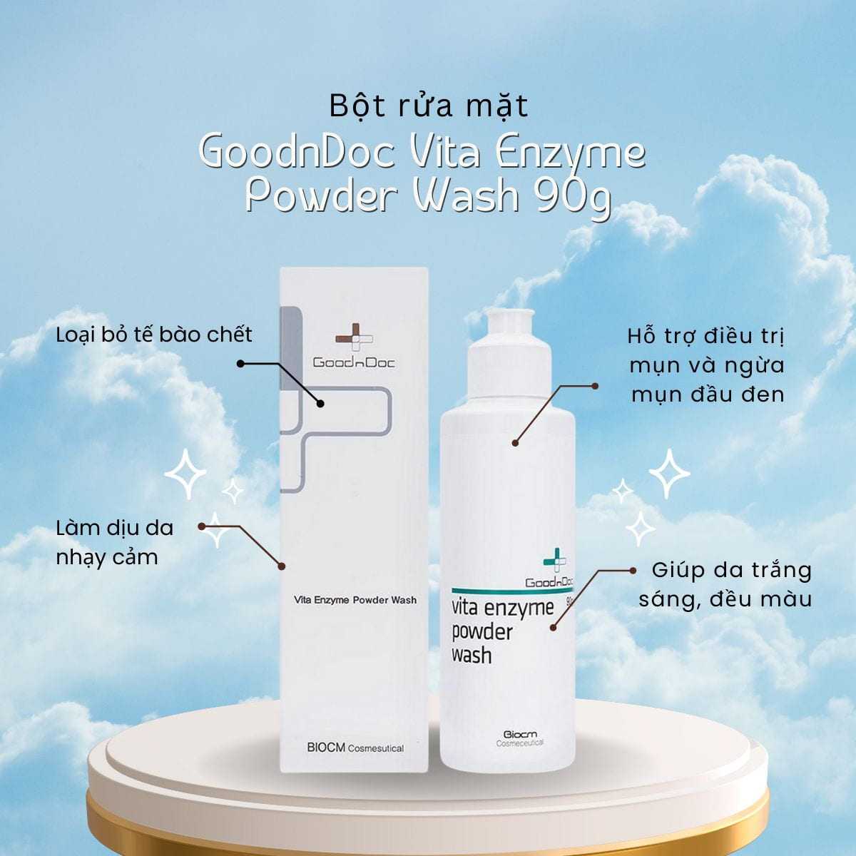 Bột rửa mặt tẩy tế bào chết 2in1 GoodnDoc Vita Enzyme Powder Wash 90gBột rửa mặt tẩy tế bào chết 2in1 GoodnDoc Vita Enzyme Powder Wash 90g
