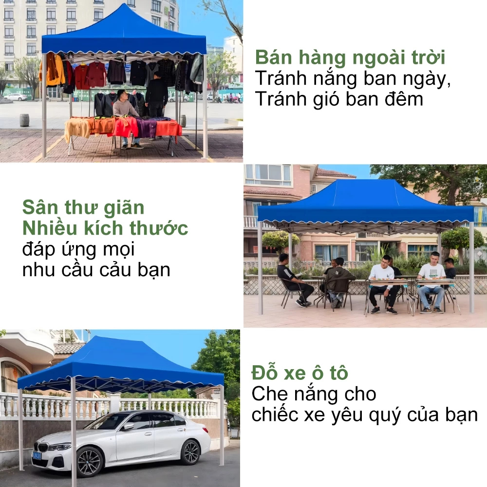 Nhà Bạt Di Động kích thước 3m x3m màu xanh biển chính hãng ô dù đại phát_thumbnail_2