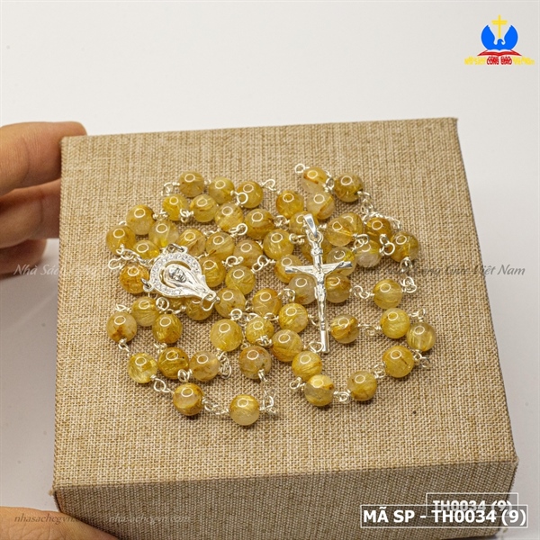 Tràng hạt mân côi 50 đá thạch anh tóc vàng tự nhiên NS475_thumbnail_1