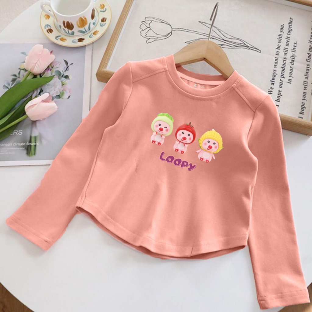 Áo thu đông cho bé gái in hình Capybara, Loopy, Labubu - Áo thun dài tay trẻ em-Loza Kids ON002_thumbnail_3