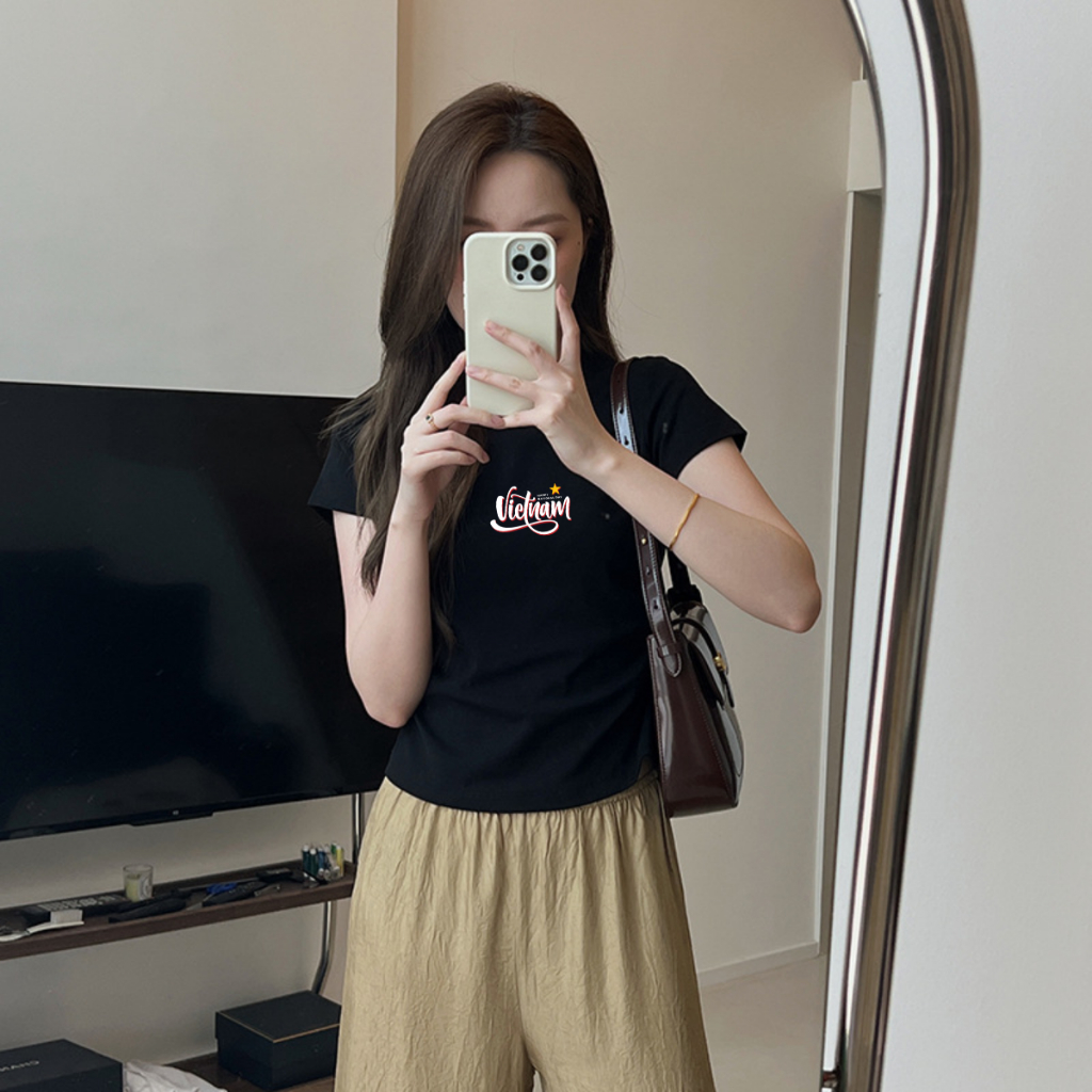 Áo Baby tee 'Tôi yêu Việt Nam' in hình 'Cờ đỏ sao vàng'nhỏ  - Áo phông Baby tee nữ LOZA ET001_thumbnail_4
