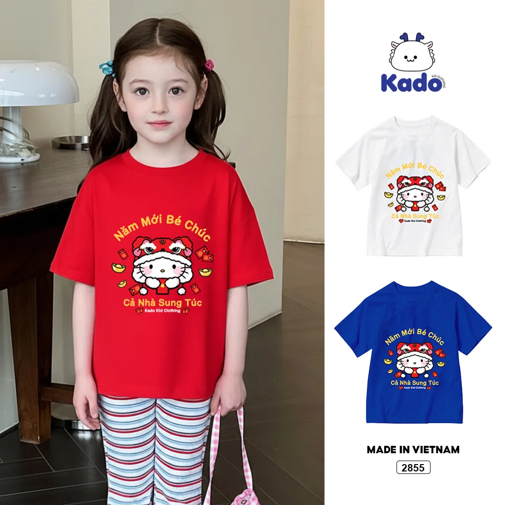 Áo thun Tết Bính Ngọ Kado vải cotton thoáng mát mềm mại cho bé thoải mái cả ngày 2855