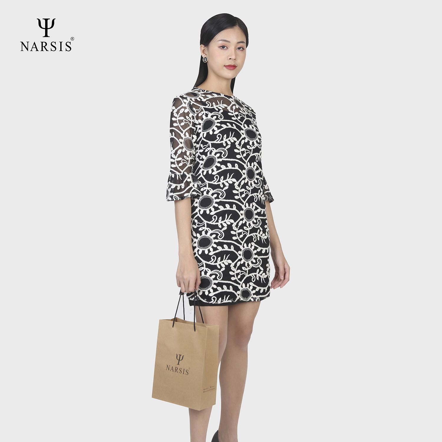 VÁY NỮ B9005 NARSIS VẢI REN THOÁNG MÁT, SANG TRỌNG, PHONG CÁCH THANH LỊCH, TINH TẾ_thumbnail_0