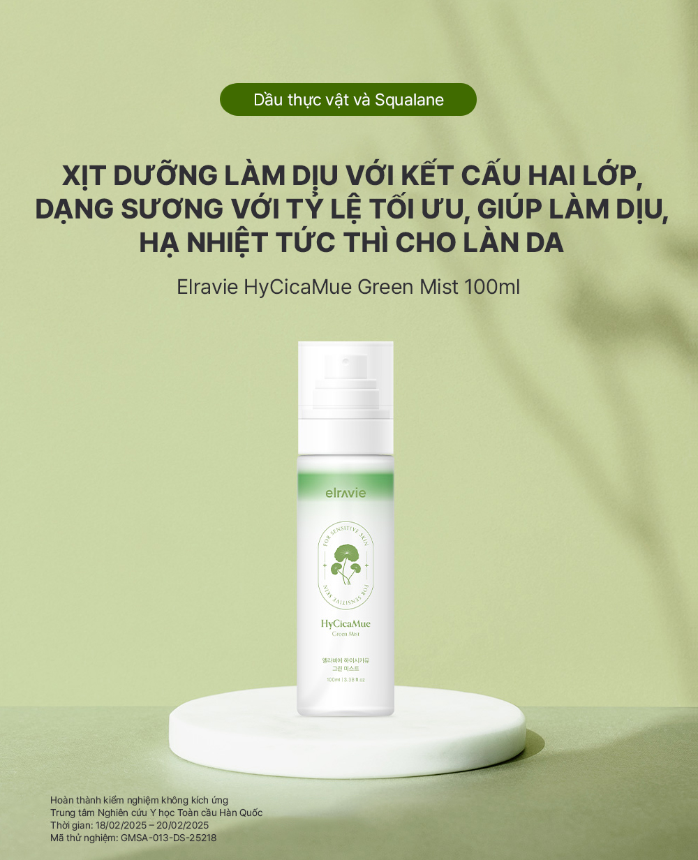 Xịt dưỡng cấp ẩm, làm dịu, dưỡng sáng, chống lão hóa elravie HyCicaMue Green Mist 100ml_thumbnail_2