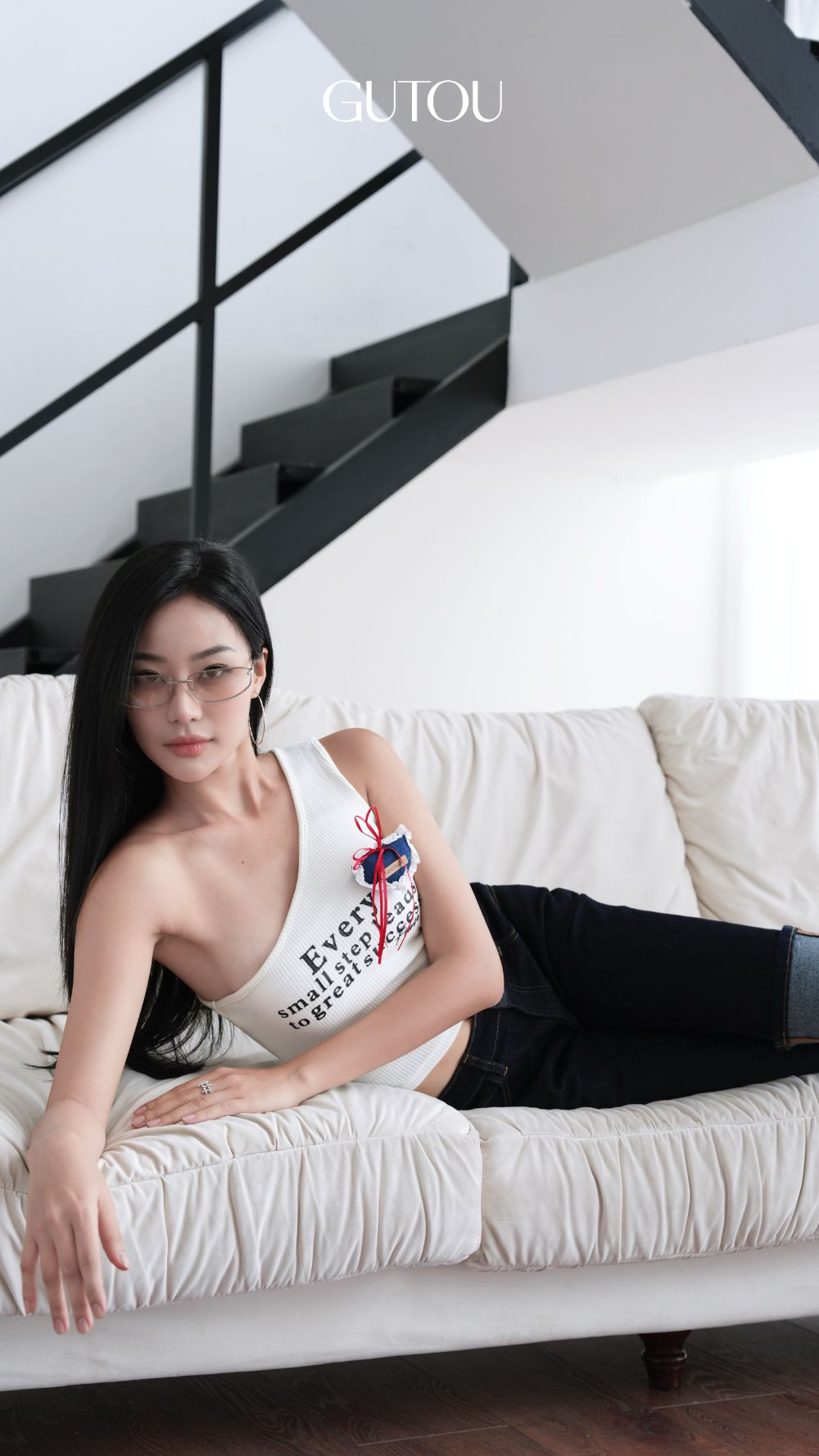 [ GUTOU ] Áo croptop Every lệch vai (có mút)_thumbnail_8