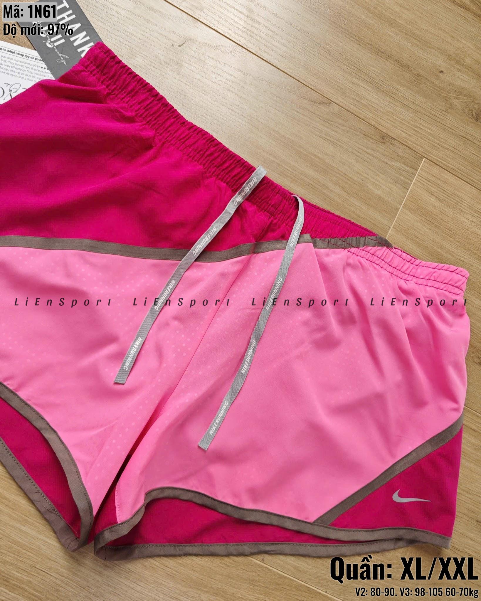 Nike Quần short training Nữ Size XL Hồng đậm hồng nhạt Như mới 97% Vải dù co giãn thoáng khí Có lót trong Cạp chun dây rút Logo ép nhiệt Phù hợp gym chạy bộ Mã:1N61_thumbnail_3