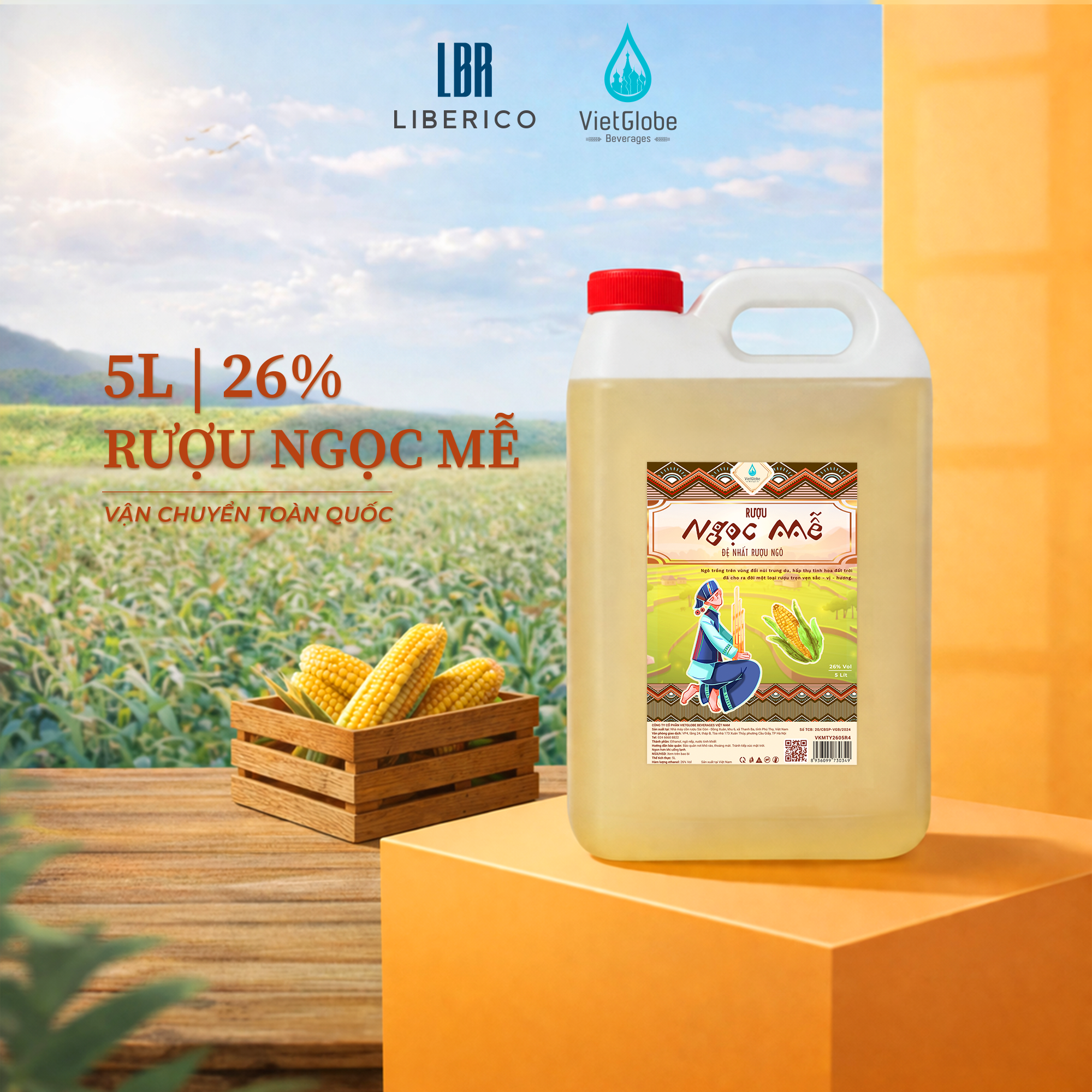 Rượu Ngọc Mễ 26% Vol - can 5L