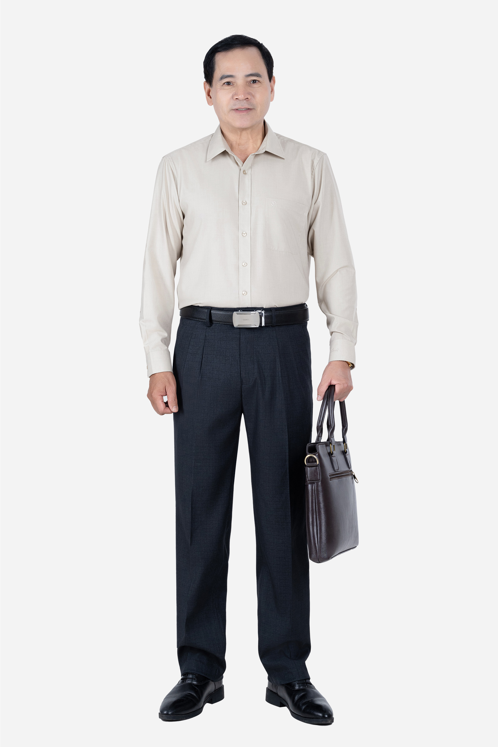 Sơ Mi Trơn Dài Tay Nam Trung Niên ANCHi Chất Liệu Cotton Nhập Khẩu Màu Trắng_thumbnail_17