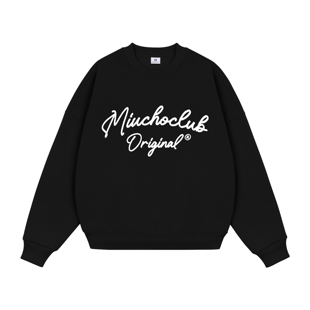 Áo sweater nữ form boxy 1911 Miucho cổ tròn vải nỉ bông 350 GSM dày dặn in basic_thumbnail_0