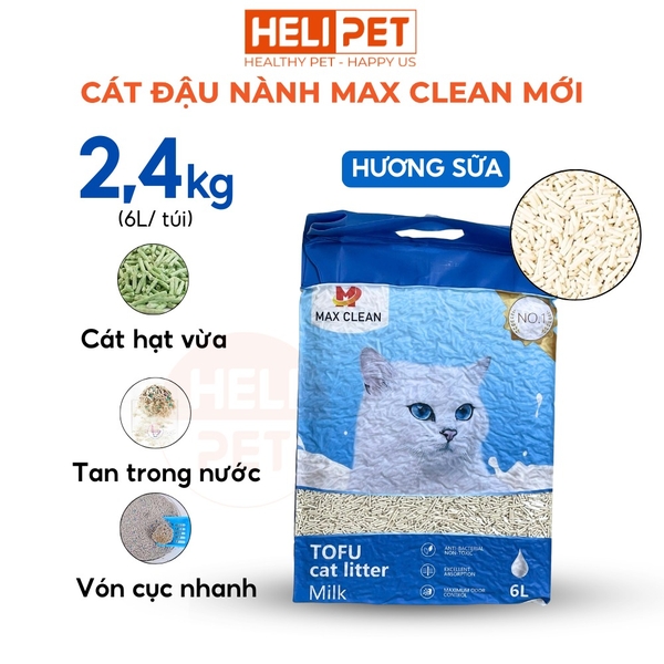 Max Clean Soybean Cat Litter with Milk Scent - Long, Small Grains