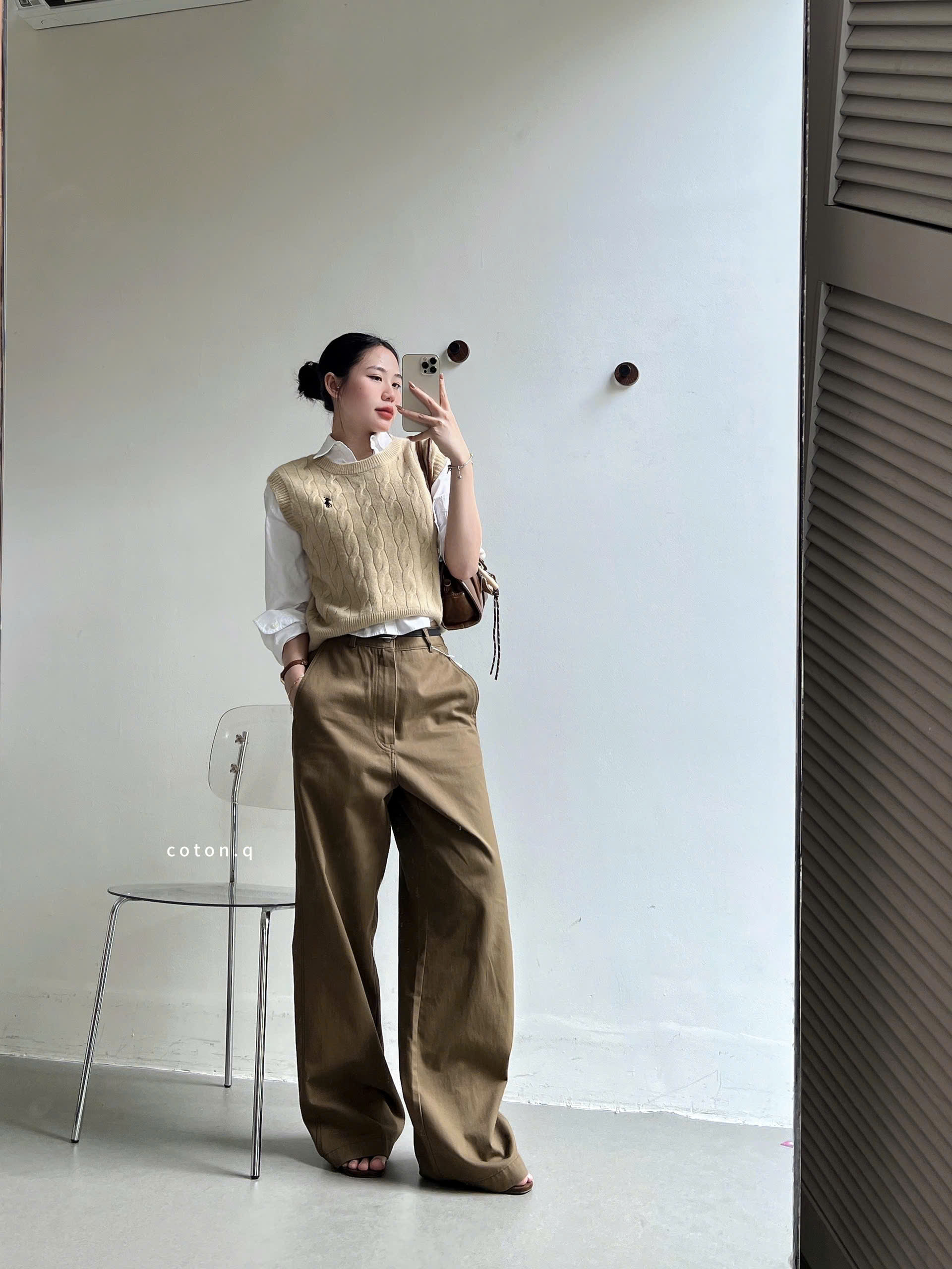 Quần dài nữ Coton Q suông nâu_thumbnail_11