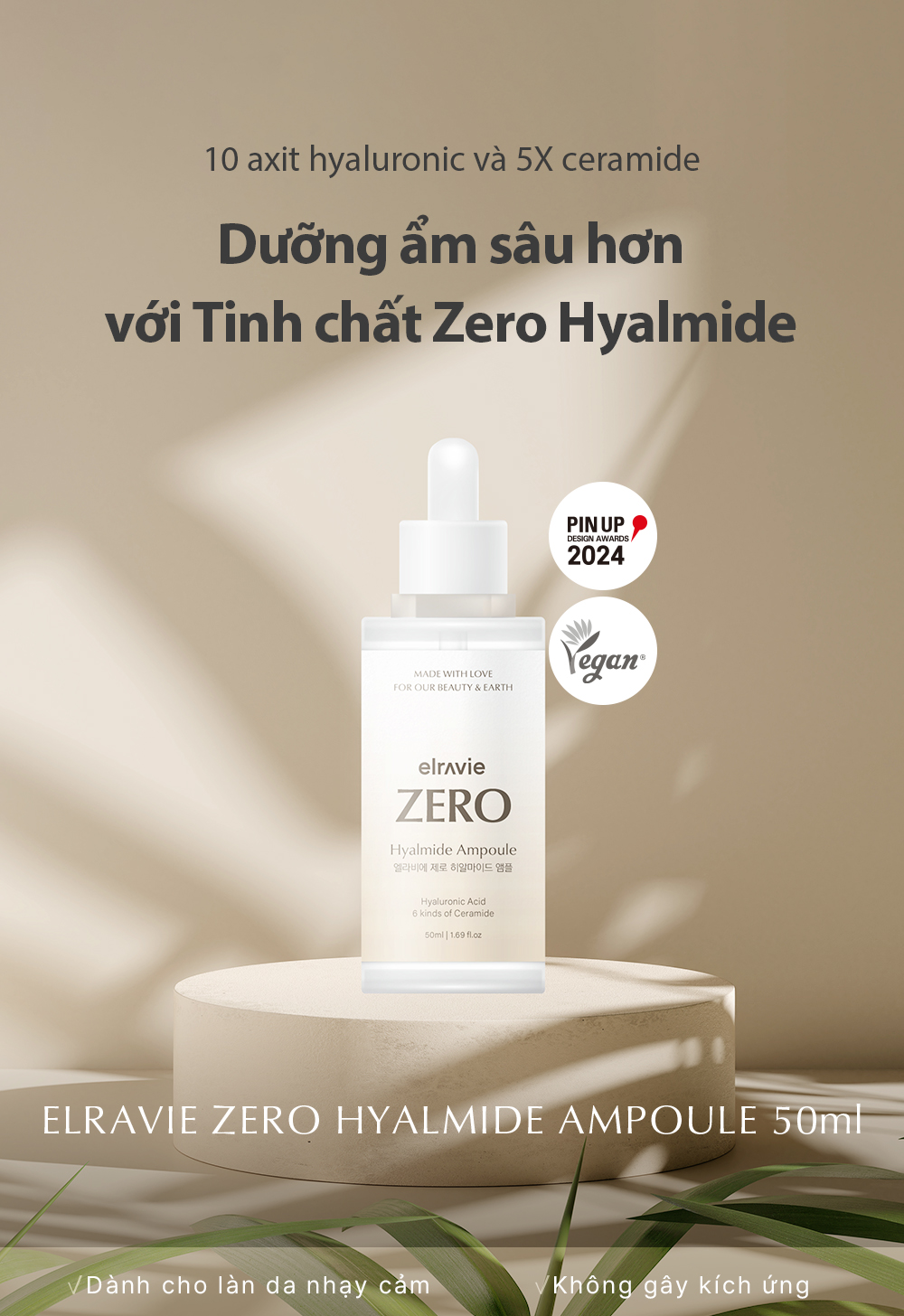 Tinh chất thuần chay Elravie Zero Hyalmide Ampoule 50ml_thumbnail_3