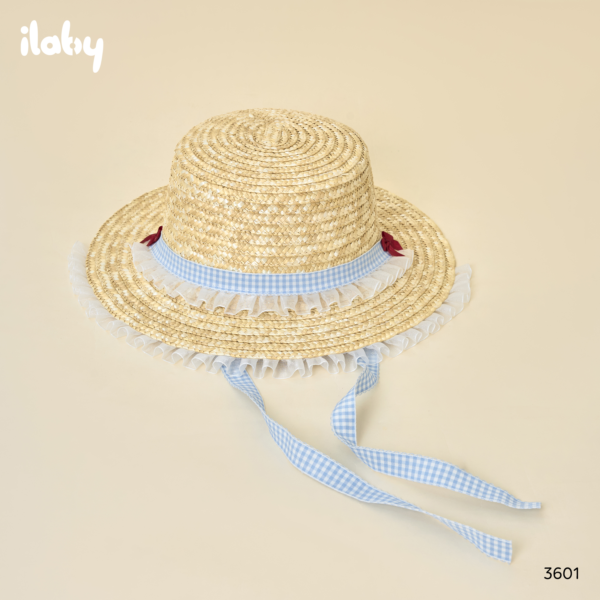 Mũ cói rộng vành phối ren