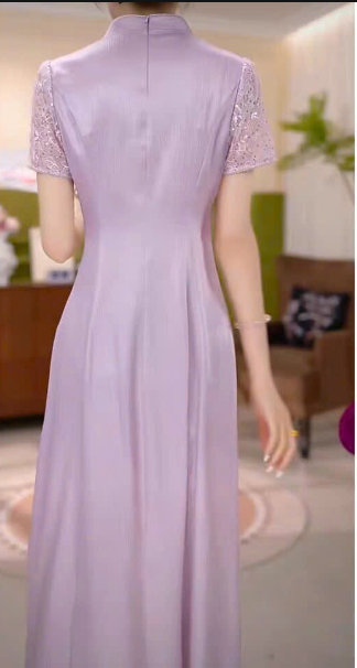 18287-Đầm lụa chữ A  phối ren, tà dập ly  cách điệu ( lụa, ren)_thumbnail_1