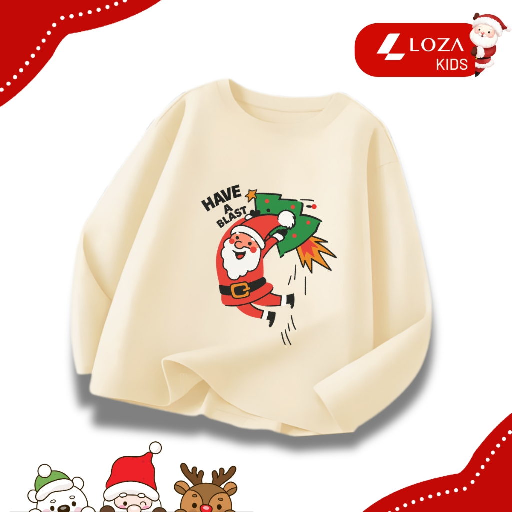 Áo thun dài tay bé trai, bé gái in hình Noel cho bé từ 15-40kg - Áo thu đông trẻ em Loza Kids - KT010_thumbnail_2