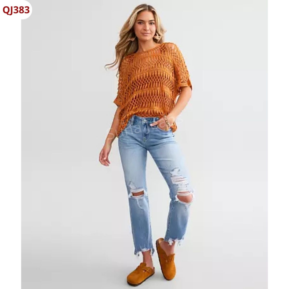 QJ383 JEANS ỐNG ĐỨNG RÁCH