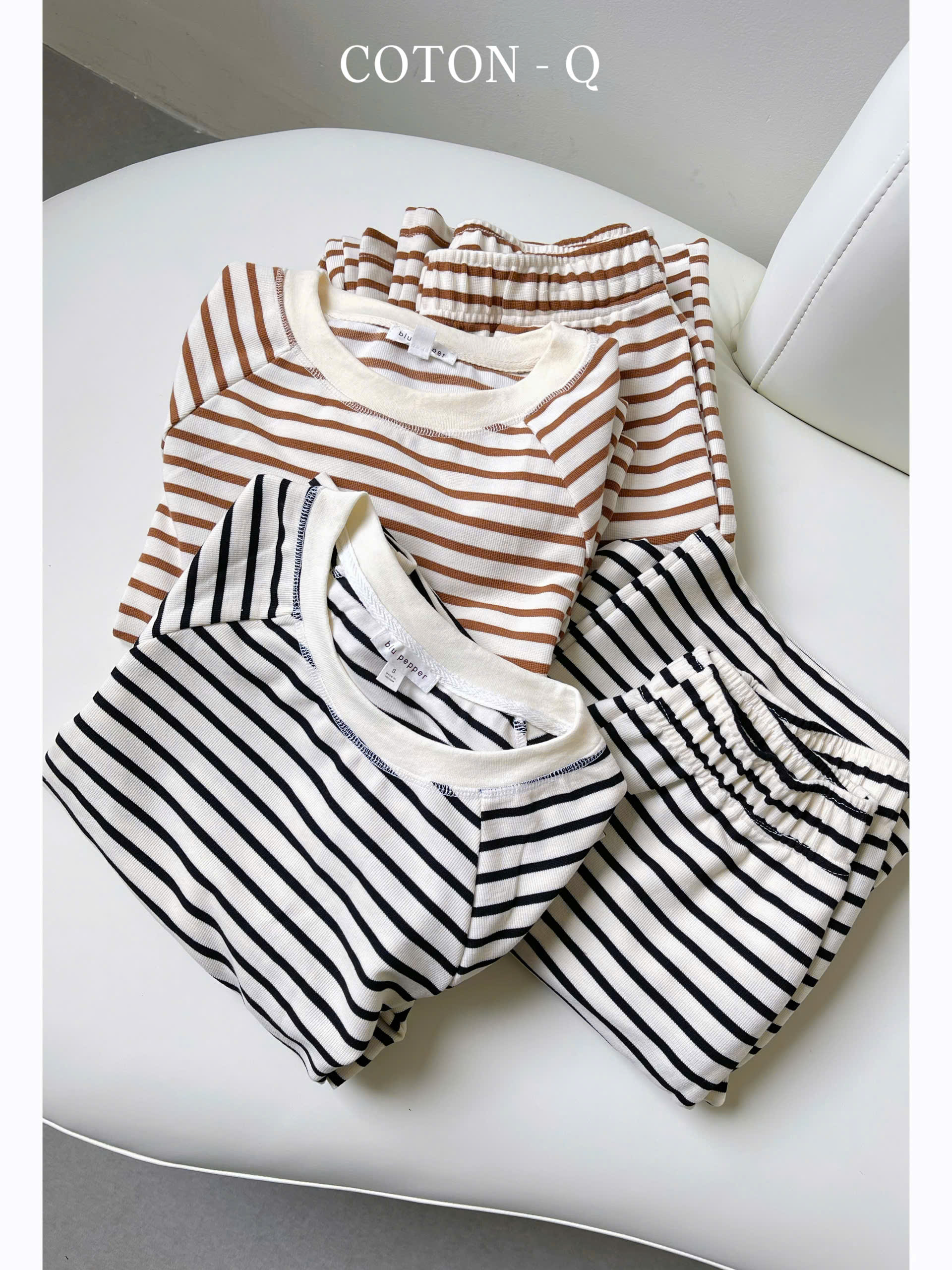 Set áo tay dài + quần phối sọc ( NÂU )_thumbnail_6