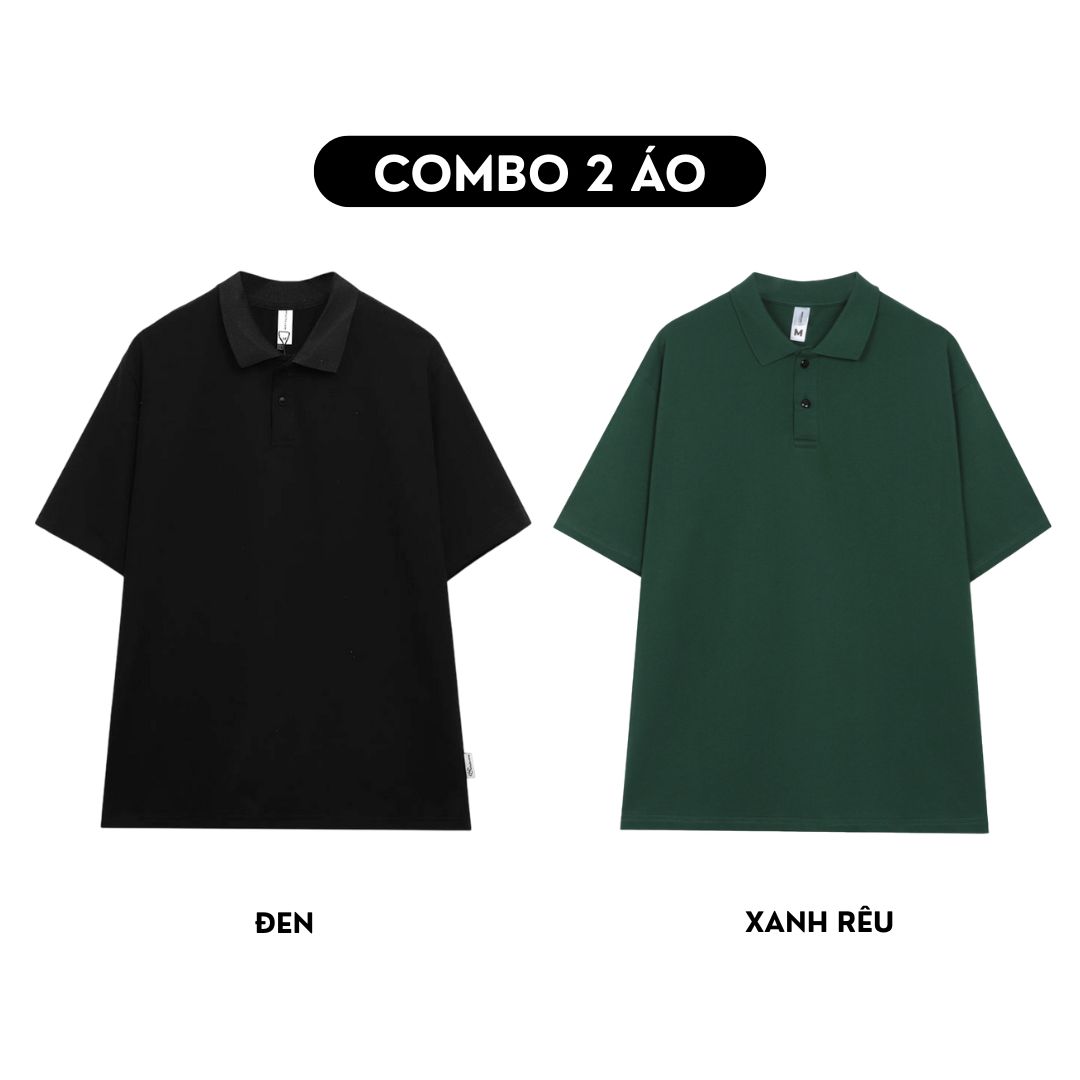 Áo polo trơn form rộng cotton PLT01 Miucho cổ trụ in basic_thumbnail_11