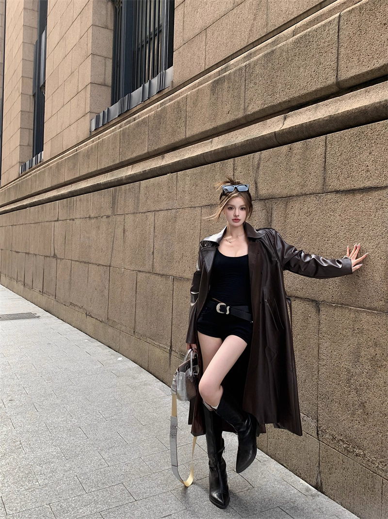 Áo Khoác Da Bóng Nữ Thắt Eo Sang Trọng_thumbnail_0