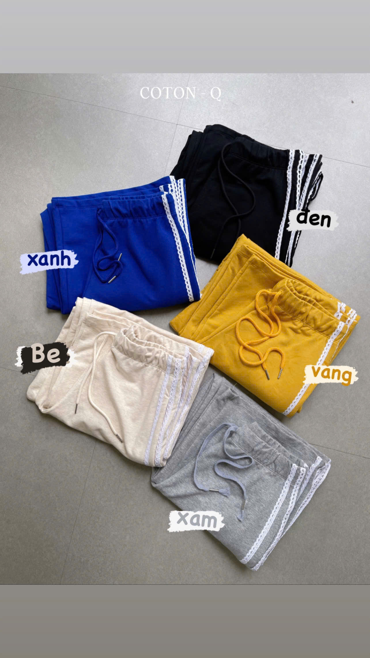 HQ210 Quần dài lưng thun phối viền ( ĐEN )