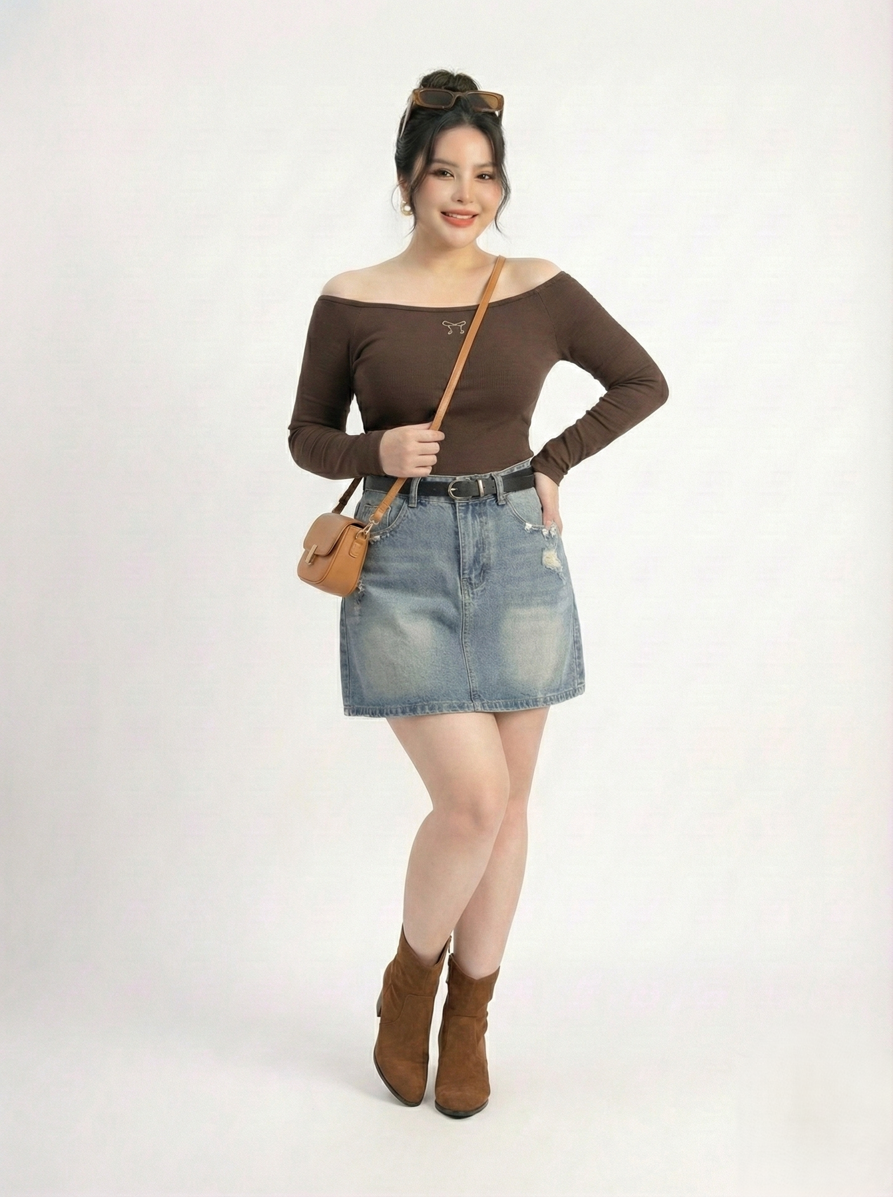 BIGSIZE- Chân váy jean rách túi T- JV2110