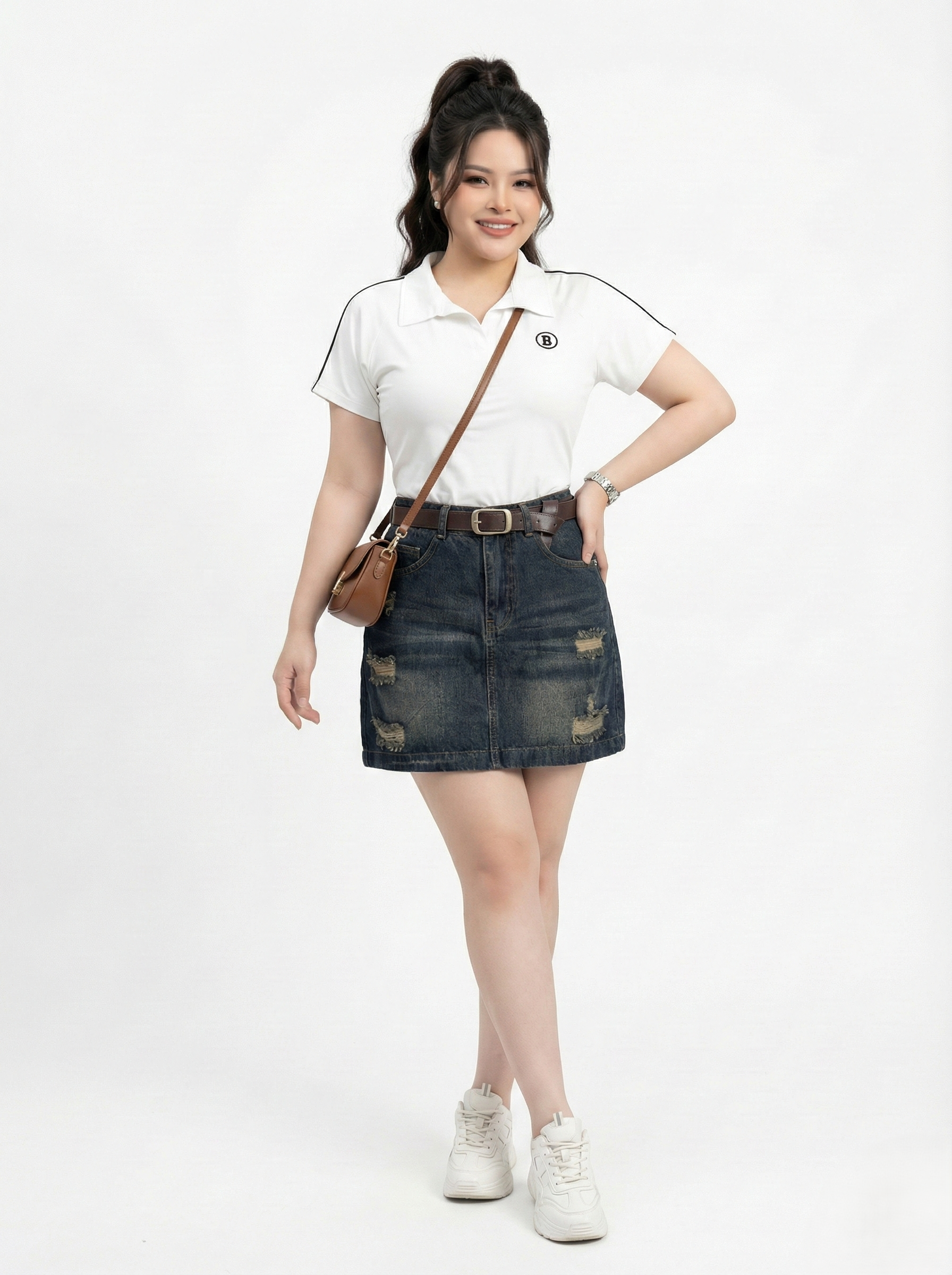 BIGSIZE NỮ- Chân váy jean thêu cún T-JV2114