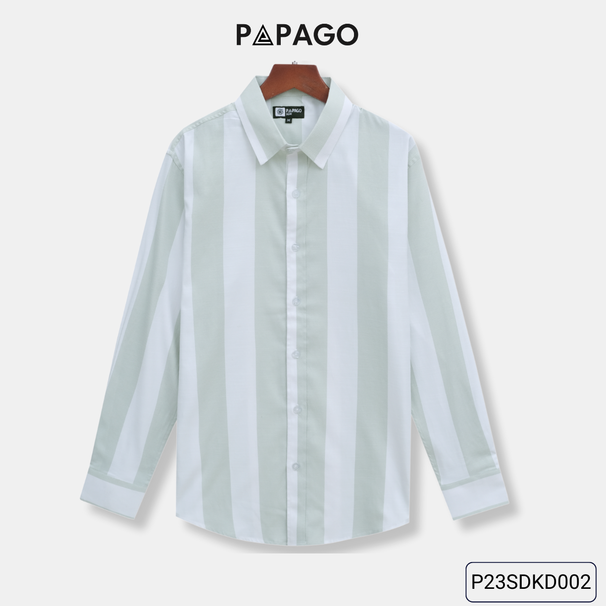 Áo sơ mi nam trung niên PAPAGO tay dài lai bầu vải da cá kẻ sọc - P23SDKD002_thumbnail_4