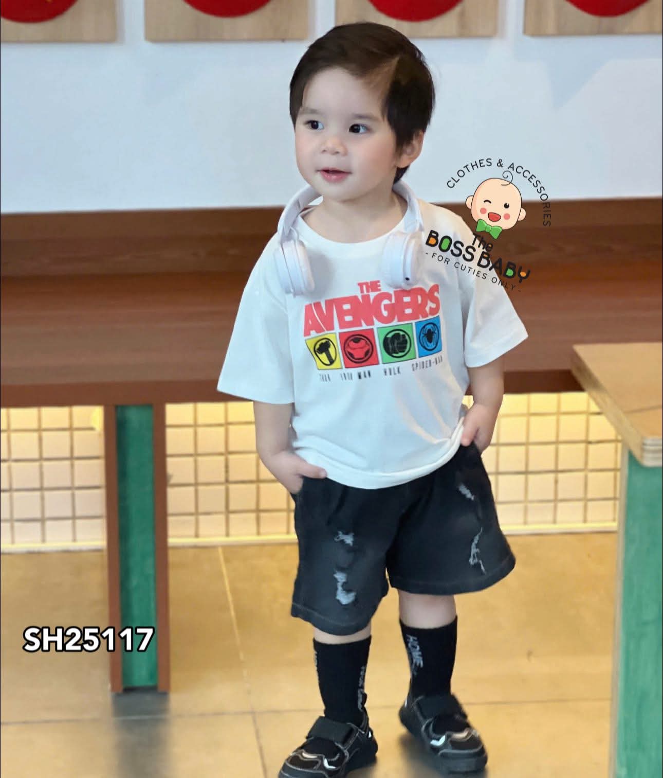 Set bộ jean đen mài trắng siêu nhân AVENGERS